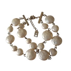Vintage Anne Klein AK double strand flat pearl bracelet